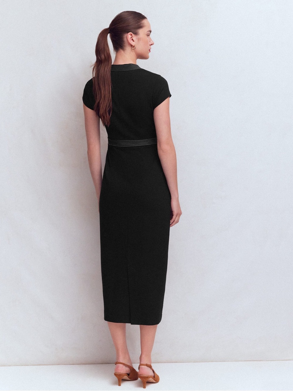 Boden Topstitch Ponte Work Dress Black 12 - Picture 3 of 13